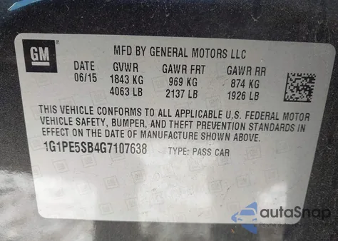 2016 Chevrolet Cruze Limited 1Lt Auto z USA, uszkodzony, nr VIN 1G1PE5SB4G7107638